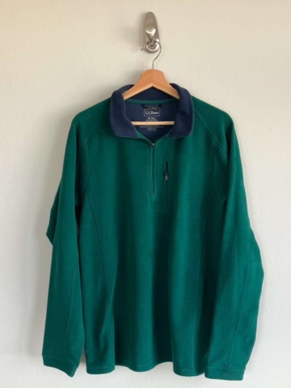 Vintage L.L. Bean Deep Green 1/4 Zip‎ Fleece Pullover Sz Medium